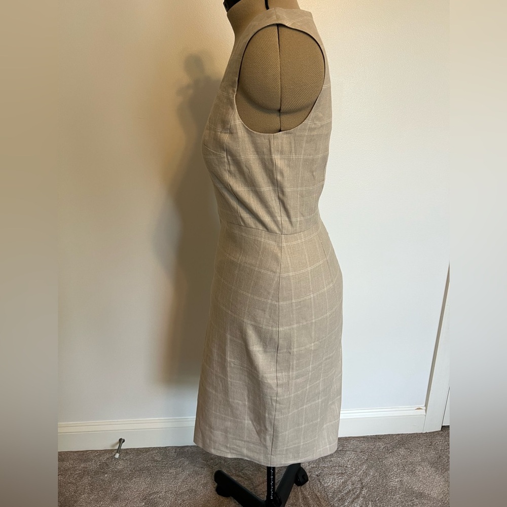 Ann Taylor Neutral Plaid Midi Sheath Dress - Picture 3 of 4